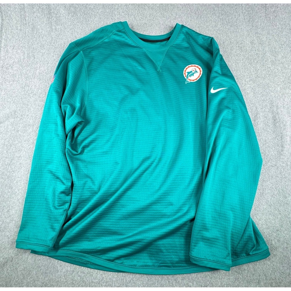 Miami Dolphins Nike NFL On Field Nike Long Sleeve Thermal 4XL Blue Crewneck